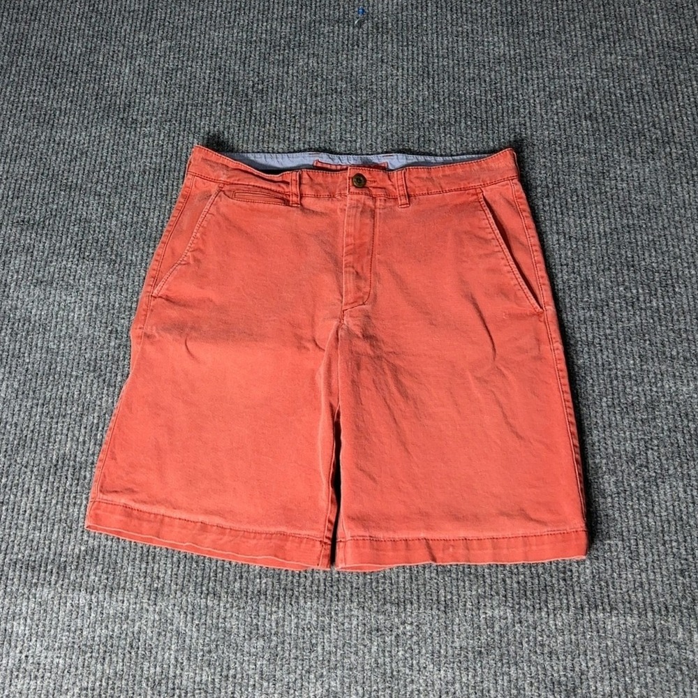 LL Bean Standard Fit Chino Shorts Mens 32 Orange 286392 Stretch Cotton